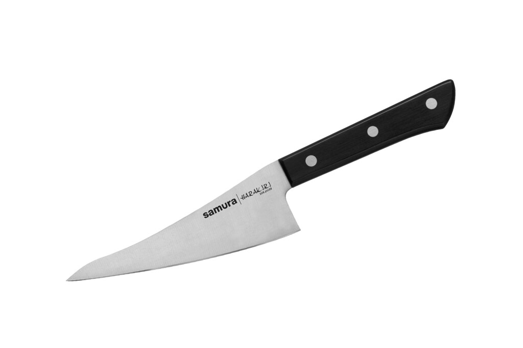 Кухонный нож универсальный Samura Harakiri 146 мм, сталь AUS-8, рукоять пластик, черный от компании Admi - фото 1