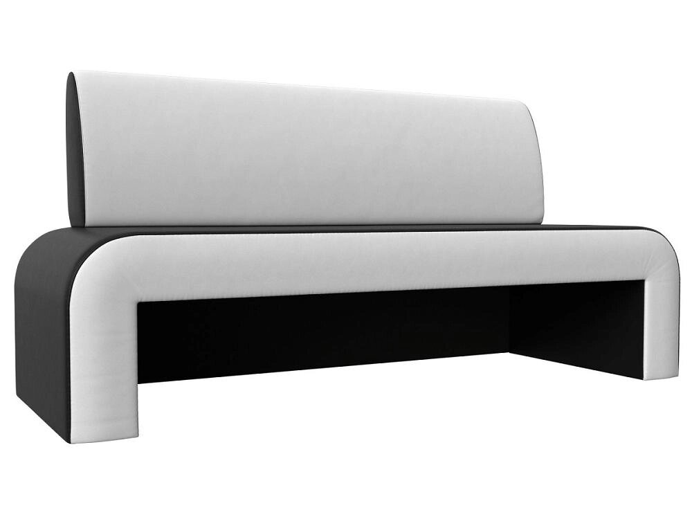 Кухонный прямой диван Кармен Экокожа Чёрный/Белый от компании Admi - фото 1