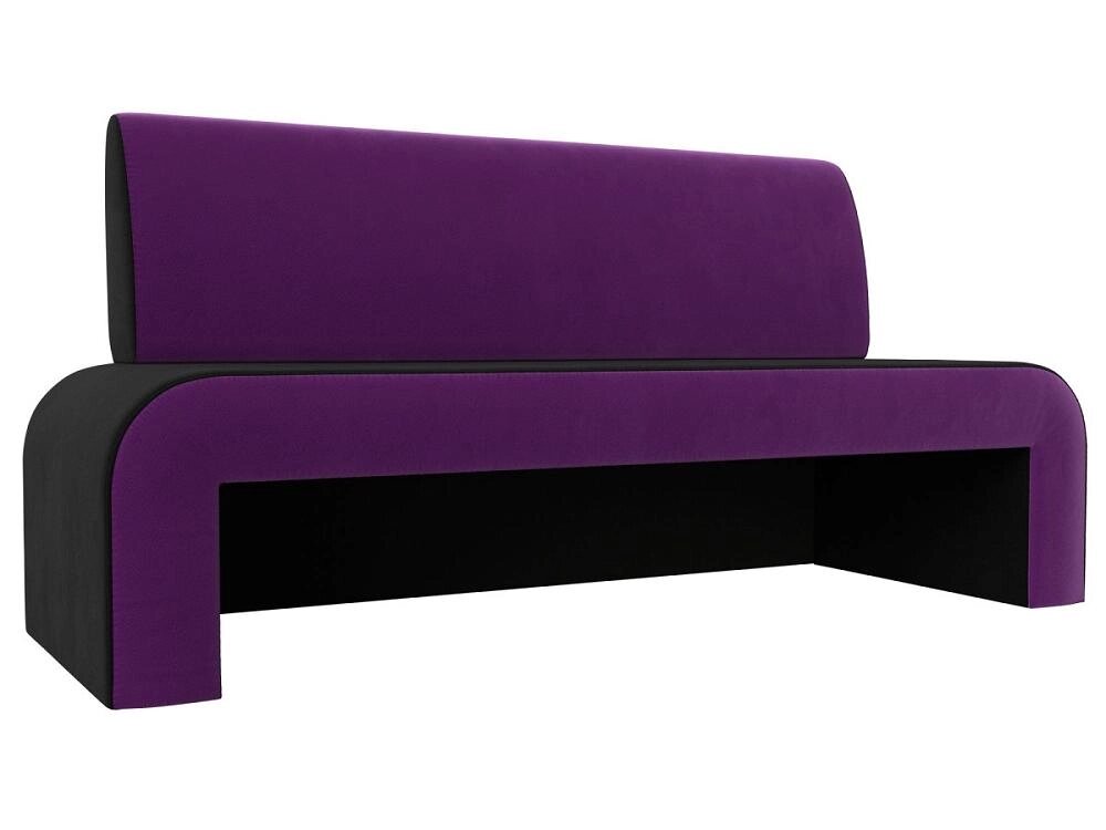 Кухонный прямой диван Кармен Микровельвет Чёрный/Фиолетовый от компании Admi - фото 1