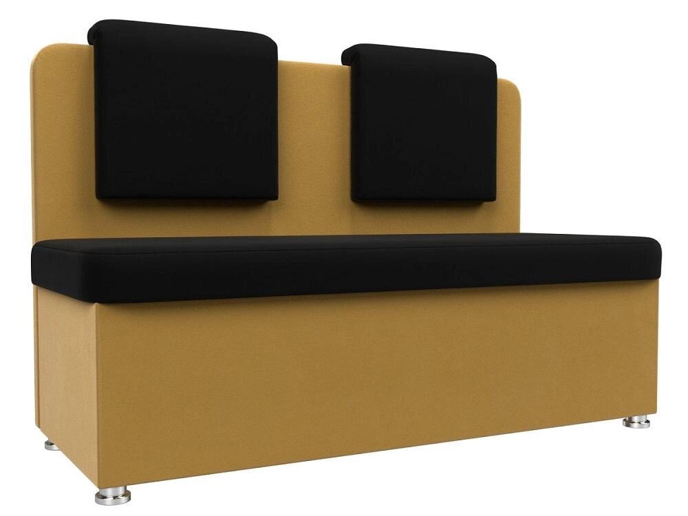 Кухонный прямой диван Маккон 2-х местный Микровельвет Чёрный/Жёлтый от компании Admi - фото 1