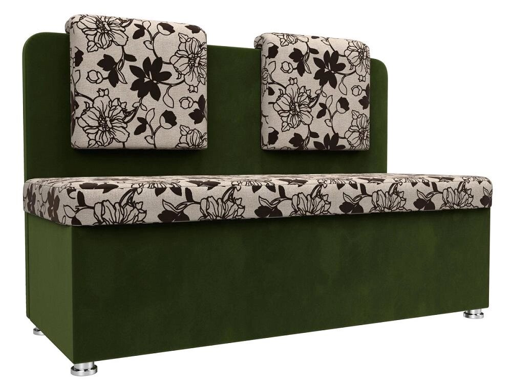Кухонный прямой диван Маккон 2-х местный Рогожка/Микровельвет Цветы/Зелёный от компании Admi - фото 1