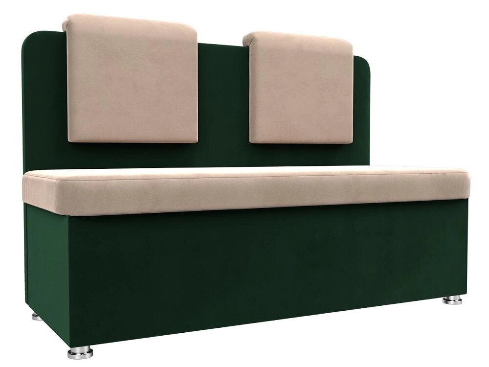 Кухонный прямой диван Маккон 2-х местный Велюр Бежевый/Зелёный от компании Admi - фото 1