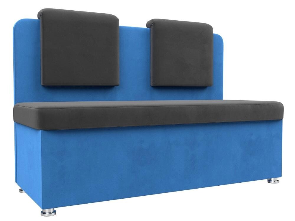 Кухонный прямой диван Маккон 2-х местный Велюр Серый/Голубой от компании Admi - фото 1