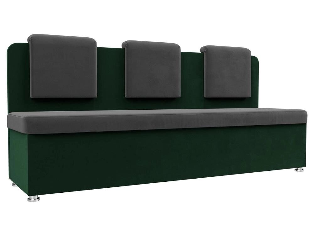 Кухонный прямой диван Маккон 3-х местный Велюр Серый/Зелёный от компании Admi - фото 1