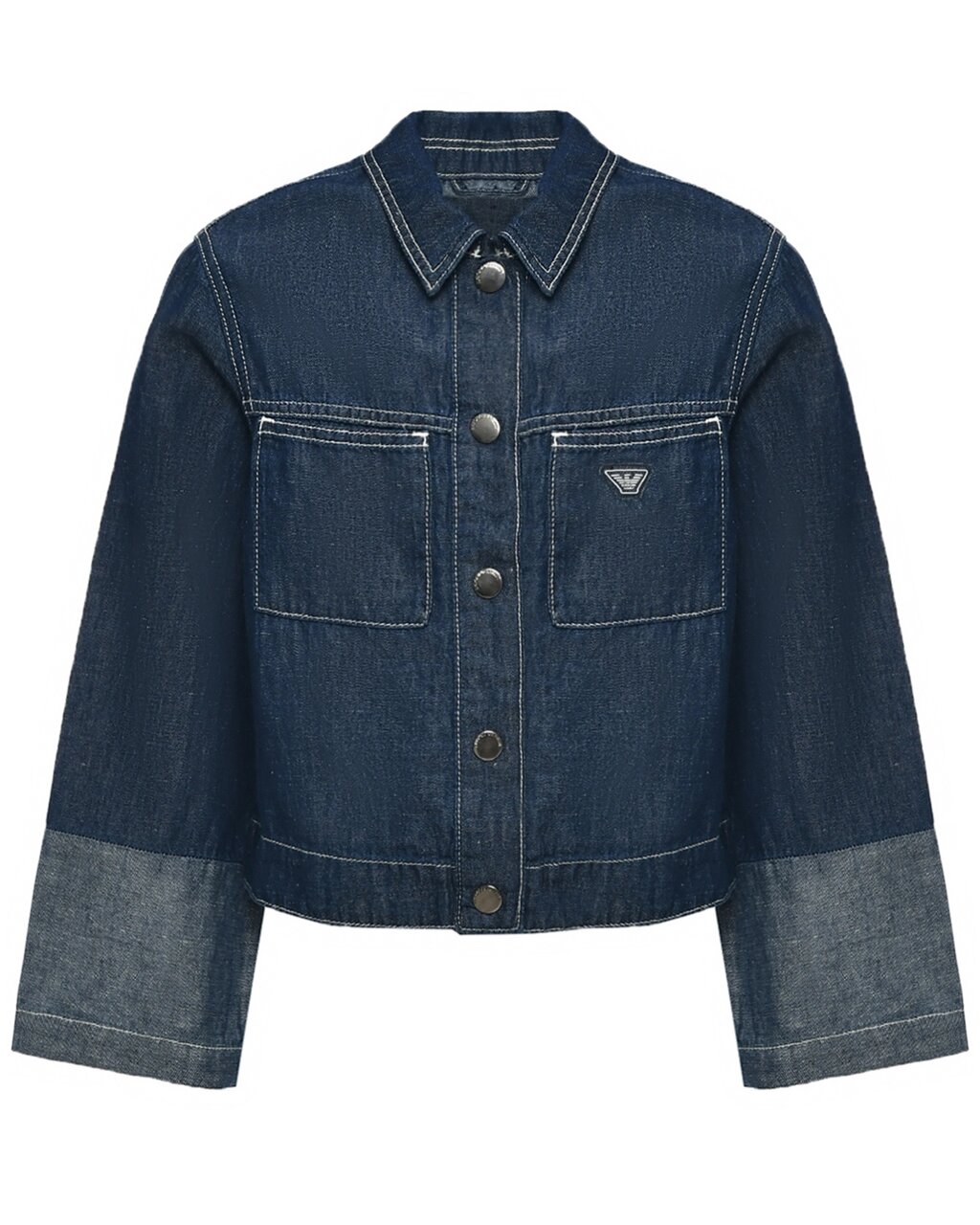 Куртка джинсовая с отделкой на рукавах, синяя Emporio Armani от компании Admi - фото 1