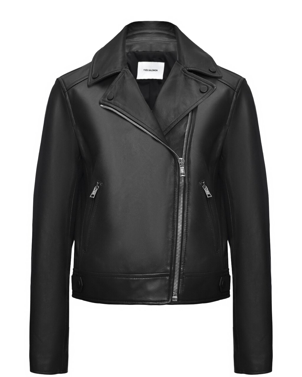 Куртка из натуральной кожи косуха, черная Yves Salomon от компании Admi - фото 1