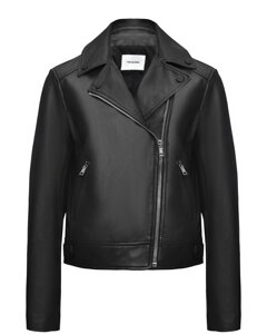 Куртка из натуральной кожи косуха, черная Yves Salomon
