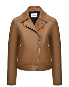 Куртка из натуральной кожи косуха, коричневая Yves Salomon