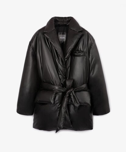 Куртка утепленная оверсайз пиджачного кроя черная GLVR