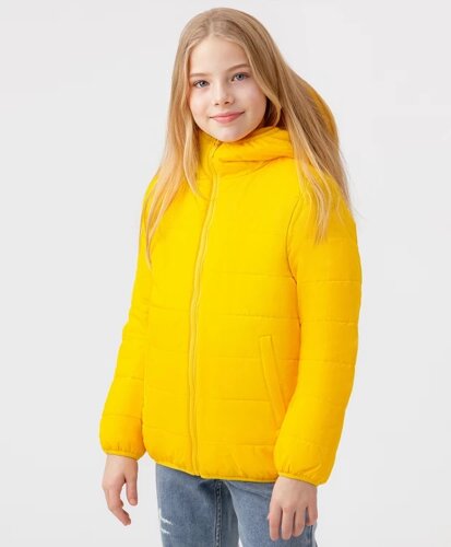 Куртка утепленная с капюшоном желтая Button Blue (122)