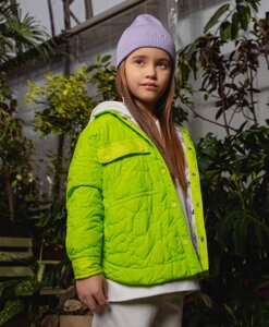 Куртка утепленная стеганая салатовая для девочек Gulliver (110)