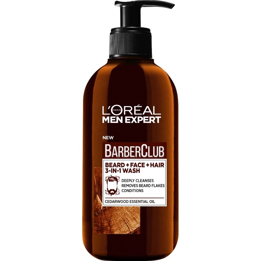 L'ORÉAL PARIS L'OREAL PARIS Очищающий гель 3 в 1 для Бороды + Лица + Волос, с маслом кедрового дерева Men Expert Barber Club от компании Admi - фото 1