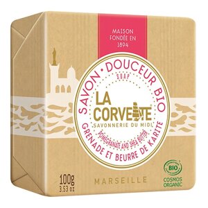 LA CORVETTE Мыло органическое для лица и тела Карите-гранат Marseille Pomegranate and Shea Butter Soap