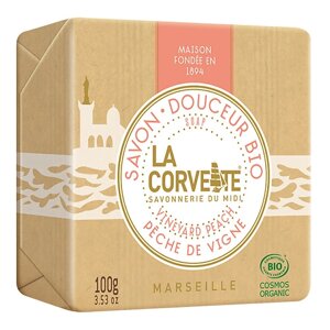 LA CORVETTE Мыло органическое для лица и тела Виноградный персик Marseille Vineyard Peach Soap