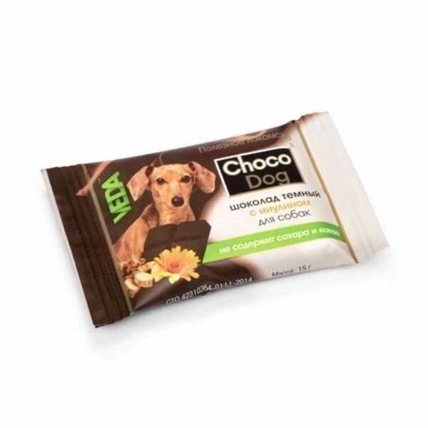 Лакомство для собак шоколад темный с инулином Choco Dog Veda 15г от компании Admi - фото 1