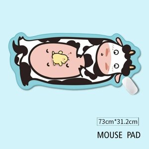 LANDNA Cartoon Large Thicken Blue Cow Мышь Pad Блокирующий край Компьютерный коврик Нескользящий резиновый удлиненный ко