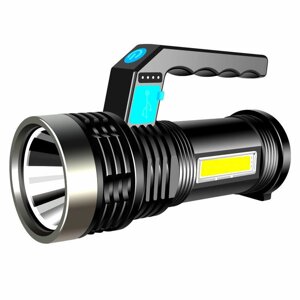 LED COB Double Light Яркий фонарик 300lm 800mAh Водонепроницаемы Ручной прожектор Зарядка через Micro USB Мощный фонарик