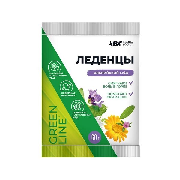 Леденцы на основе трав с витамином С альпийский мед ABC Healthy Food пакет 60г от компании Admi - фото 1