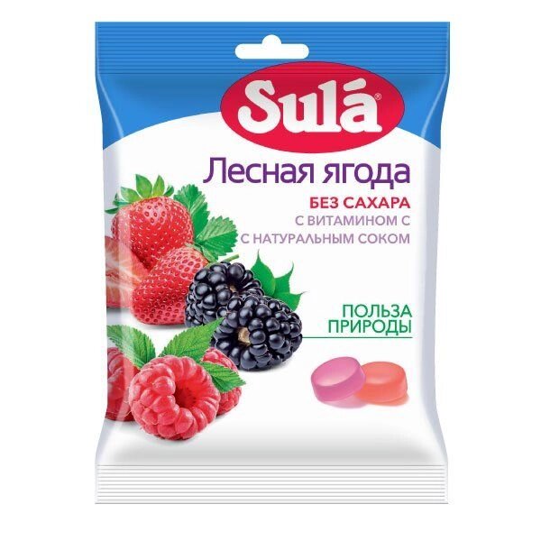 Леденцы Sula (Сула) фруктовые Лесная ягода без сахара с витамином С 60 г от компании Admi - фото 1
