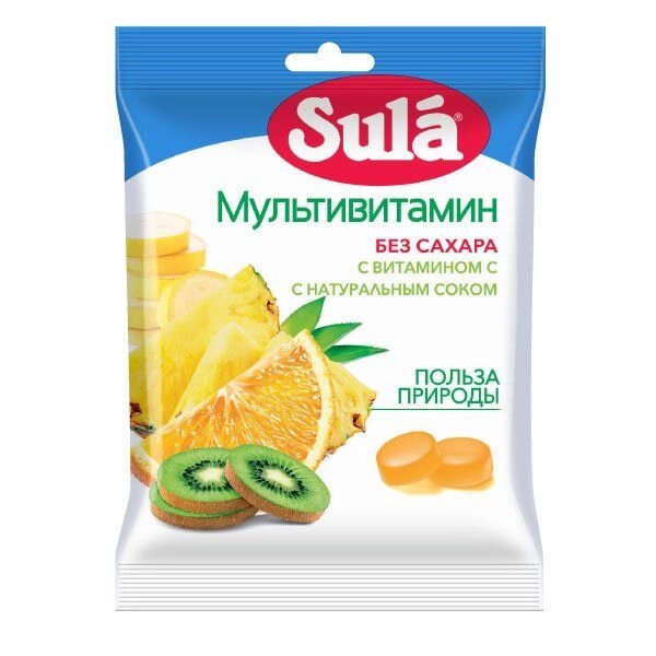 Леденцы Sula (Сула) фруктовые Мультивитамин без сахара с витамином С 60 г от компании Admi - фото 1