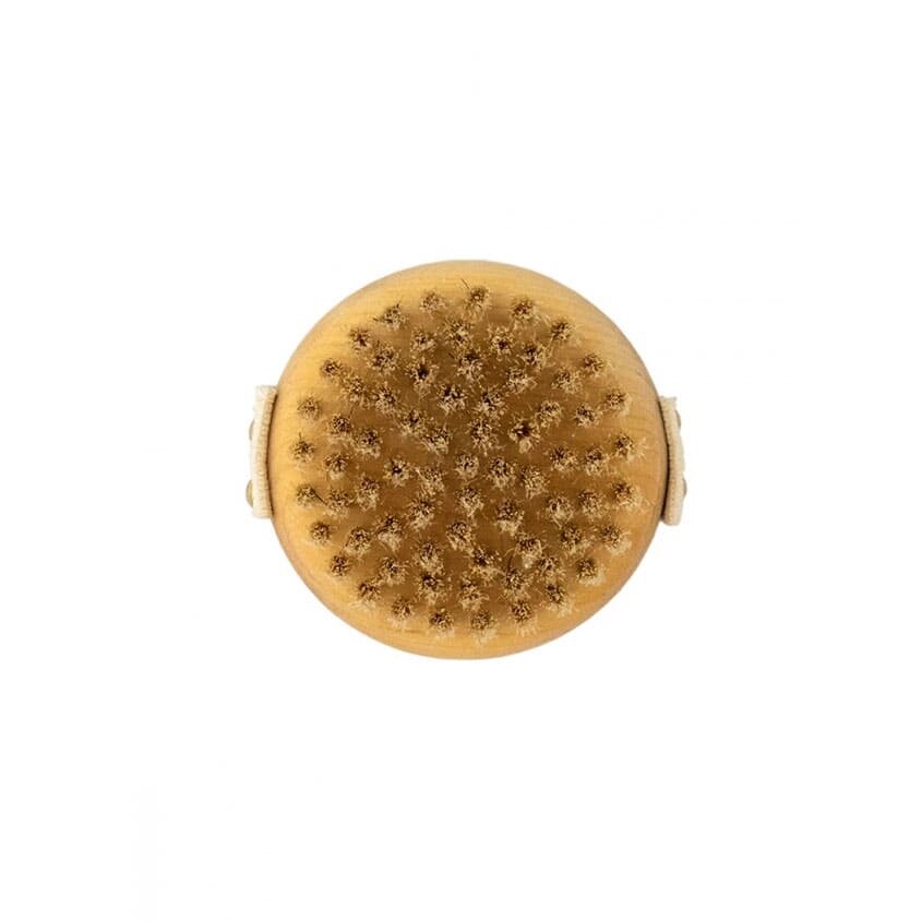 LEI Массажная щетка для сухого массажа, круглая, с ремешком, натуральная щетина с покрытием от компании Admi - фото 1