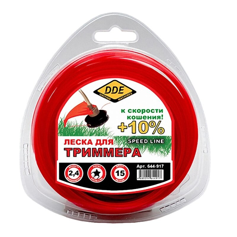 Леска для триммера DDE Speed Line 2.4mm x 15m Red 644-917 от компании Admi - фото 1