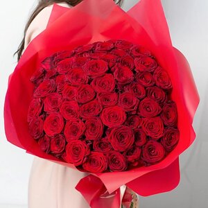 Лэтуаль flowers букет из бордовых роз 51 шт. (40 см)