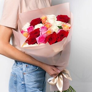 ЛЭТУАЛЬ FLOWERS Букет из разноцветных роз 25 шт. (40 см)