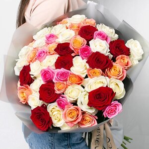 ЛЭТУАЛЬ FLOWERS Букет из разноцветных роз 41 шт.(40 см)