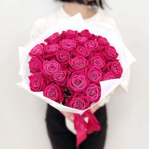 ЛЭТУАЛЬ FLOWERS Букет из розовых роз 25 шт / букет роз/ красивый букет