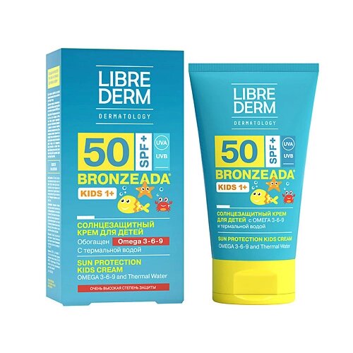 LIBREDERM Солнцезащитный крем для детей SPF50+ с Омега 3 - 6 - 9 и термальной водой Bronzeada Sun Protection Kids Cream от компании Admi - фото 1