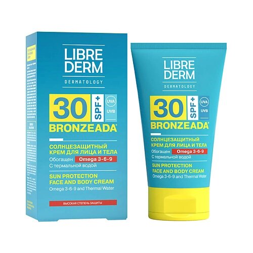 LIBREDERM Солнцезащитный крем SPF30 с Омега 3 - 6 - 9 и термальной водой Bronzeada Sun Protection Face and Body Cream от компании Admi - фото 1