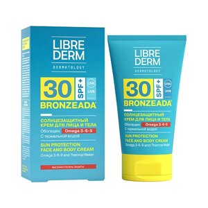 LIBREDERM Солнцезащитный крем SPF30 с Омега 3 - 6 - 9 и термальной водой Bronzeada Sun Protection Face and Body Cream
