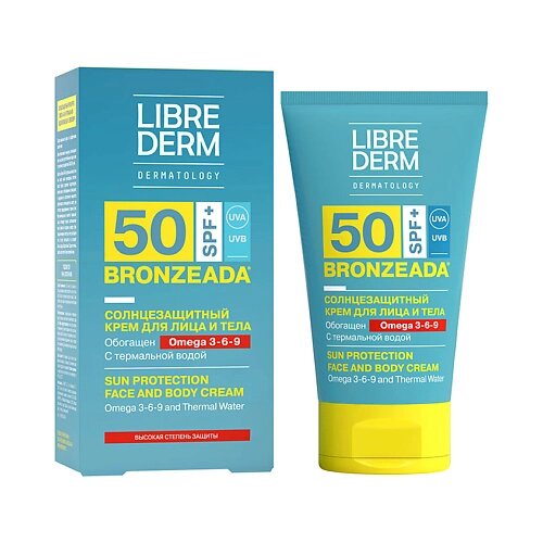LIBREDERM Солнцезащитный крем SPF50 с Омега 3 - 6 - 9 и термальной водой Bronzeada Sun Protection Face and Body Cream от компании Admi - фото 1