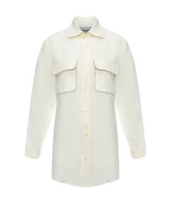 Льняная рубашка с карманами и аппликацией кристаллами, белая Forte dei Marmi Couture
