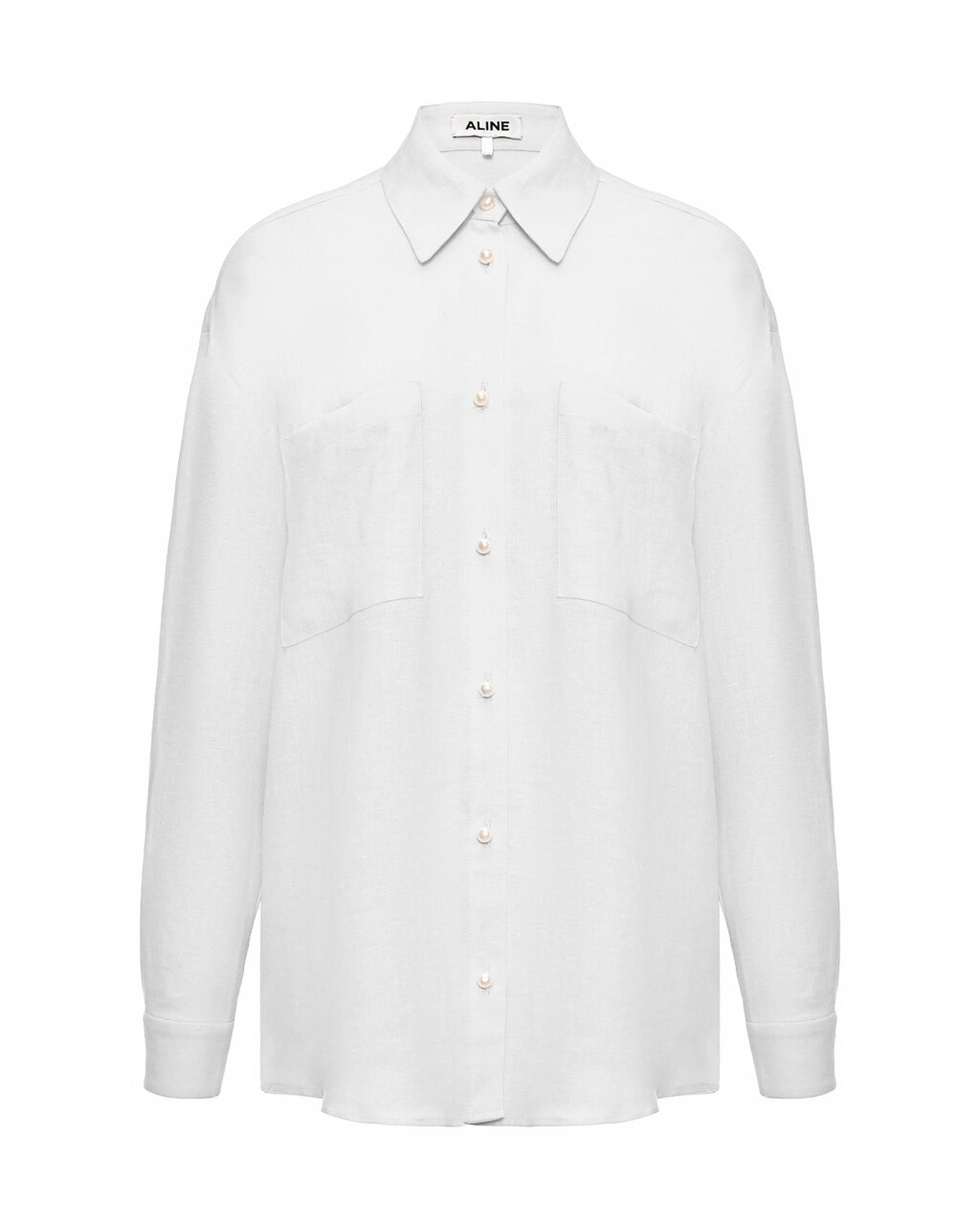 Льняная рубашка с жемчужными пуговицами, белая ALINE от компании Admi - фото 1
