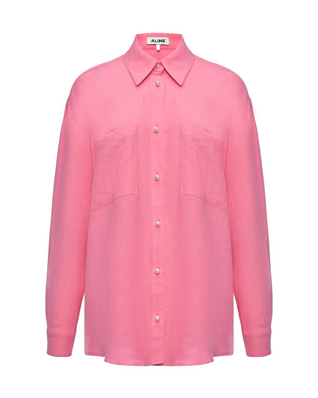 Льняная рубашка с жемчужными пуговицами, розовая ALINE от компании Admi - фото 1