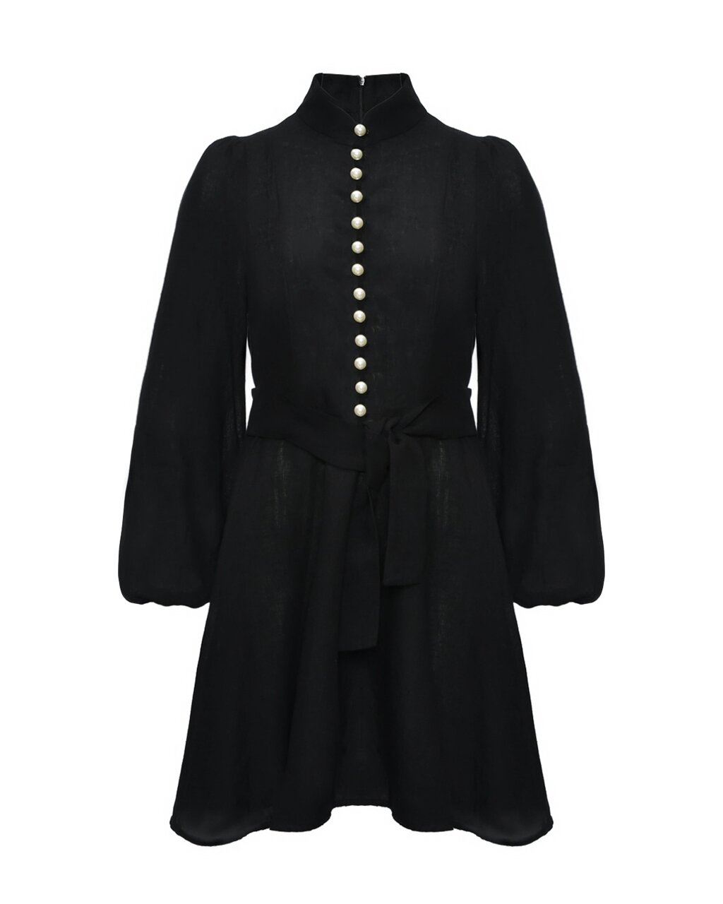 Льняное мини-платье с жемчужными пуговицами, черное Forte dei Marmi Couture от компании Admi - фото 1
