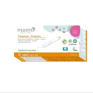 MASMI Гигиенические тампоны Super Plus из органического хлопка с аппликатором 12.0