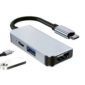 Mechzone 3 в 1 Тип-C Док-станция USB-C Адаптер-концентратор с USB3.0 USB-C PD 87 Вт 4K HDMI-совместимость для ПК Ноутбук