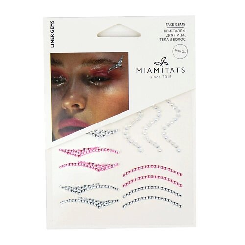 MIAMITATS Кристаллы на клейком слое для лица, волос и тела Liner gems от компании Admi - фото 1