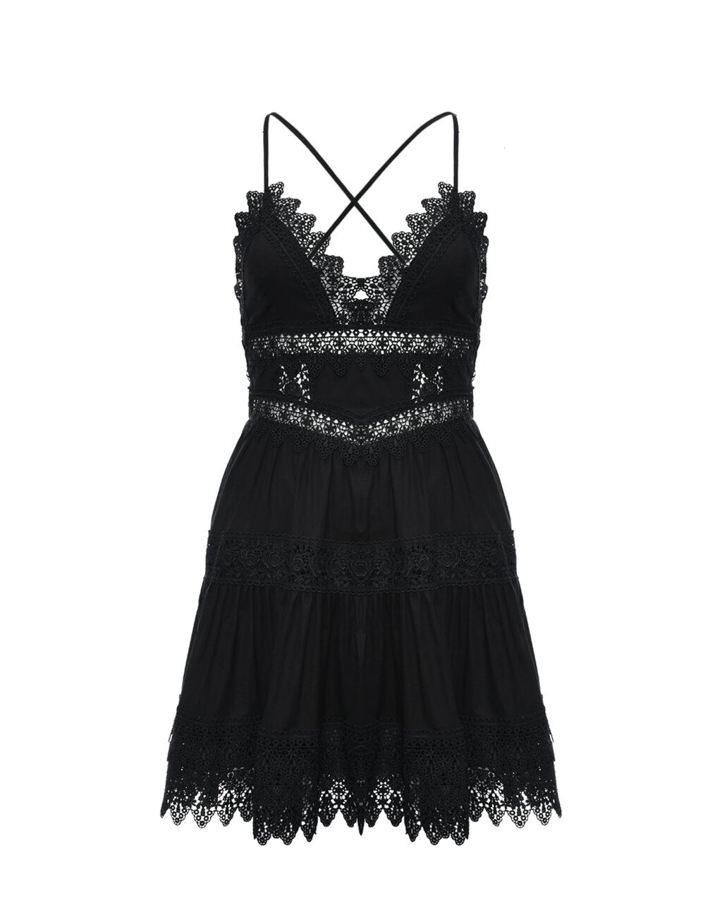 Мини-платье с кружевными вставками, черное Charo Ruiz от компании Admi - фото 1
