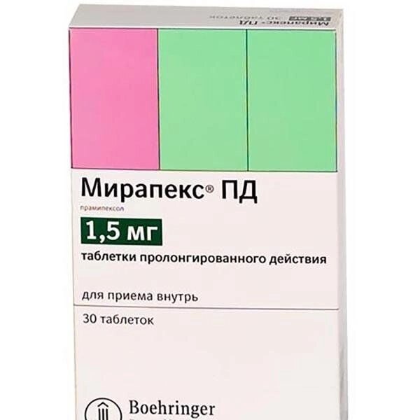 Мирапекс ПД таблетки с пролонгированным высвобождением 1,5мг 30шт от компании Admi - фото 1