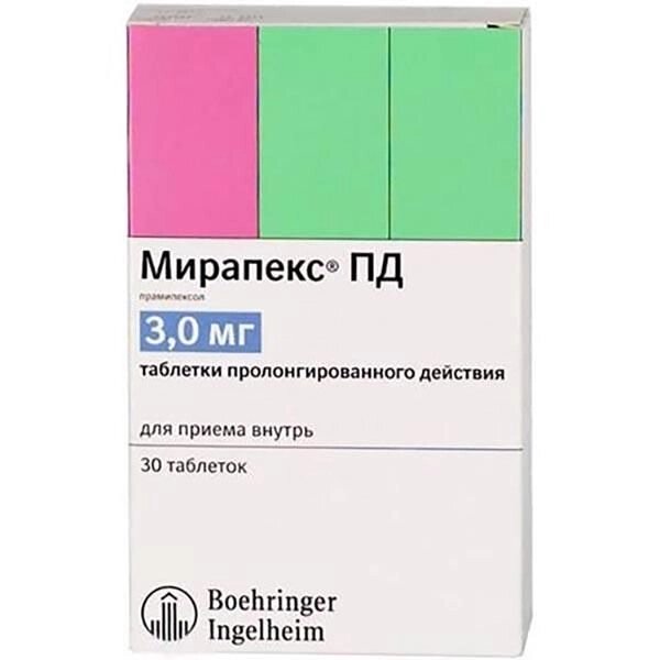 Мирапекс ПД таблетки с пролонгированным высвобождением 3мг 30шт от компании Admi - фото 1