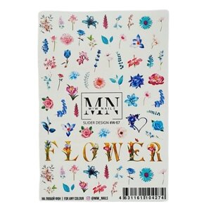 MIW NAILS Слайдер дизайн для маникюра цветы