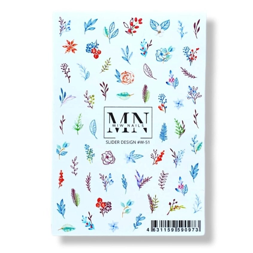 MIW NAILS Слайдер дизайн для ногтей цветы веточки от компании Admi - фото 1