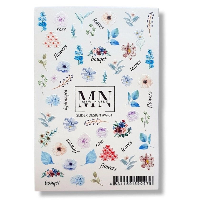 MIW NAILS Слайдер дизайн для ногтей цветы от компании Admi - фото 1