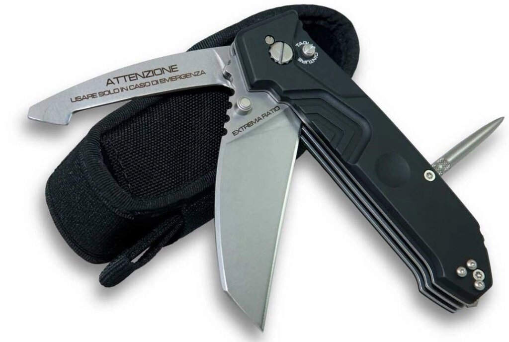 Многофункциональный складной нож с выкидным стропорезом Extrema Ratio Police III, сталь Bhler N690, рукоять алюминий от компании Admi - фото 1