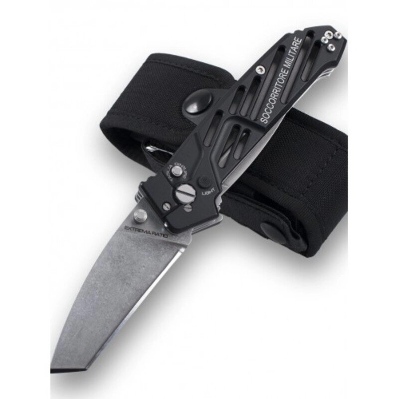 Многофункциональный складной нож с выкидным стропорезом Extrema Ratio Police SM (Soccorritore Militare), сталь Bhler N690, рукоять алюминий от компании Admi - фото 1