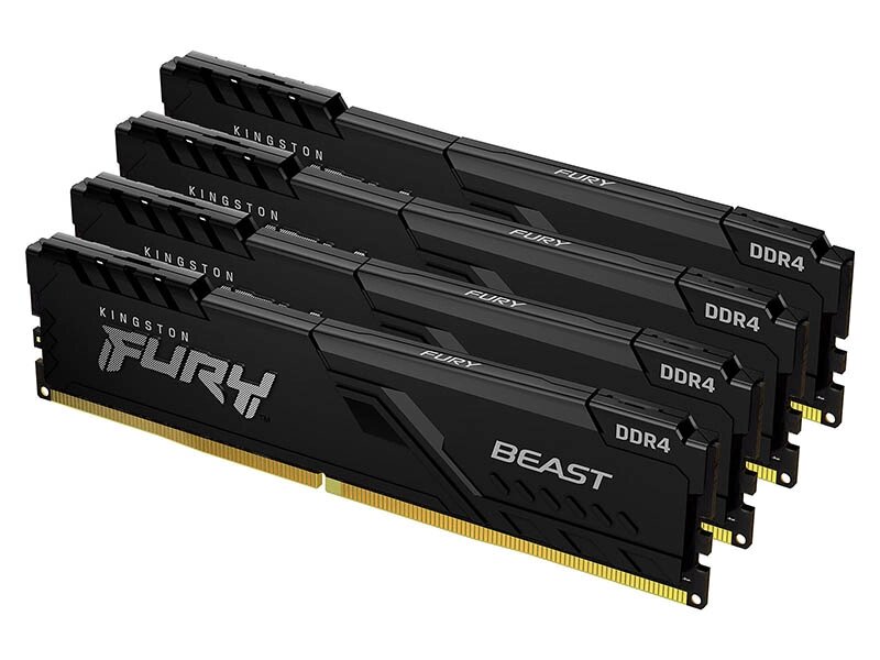 Модуль памяти Kingston Fury Beast Black DDR4 DIMM 3200Mhz PC25600 CL16 - 64Gb Kit (4x16Gb) KF432C16BB1K4/64 от компании Admi - фото 1